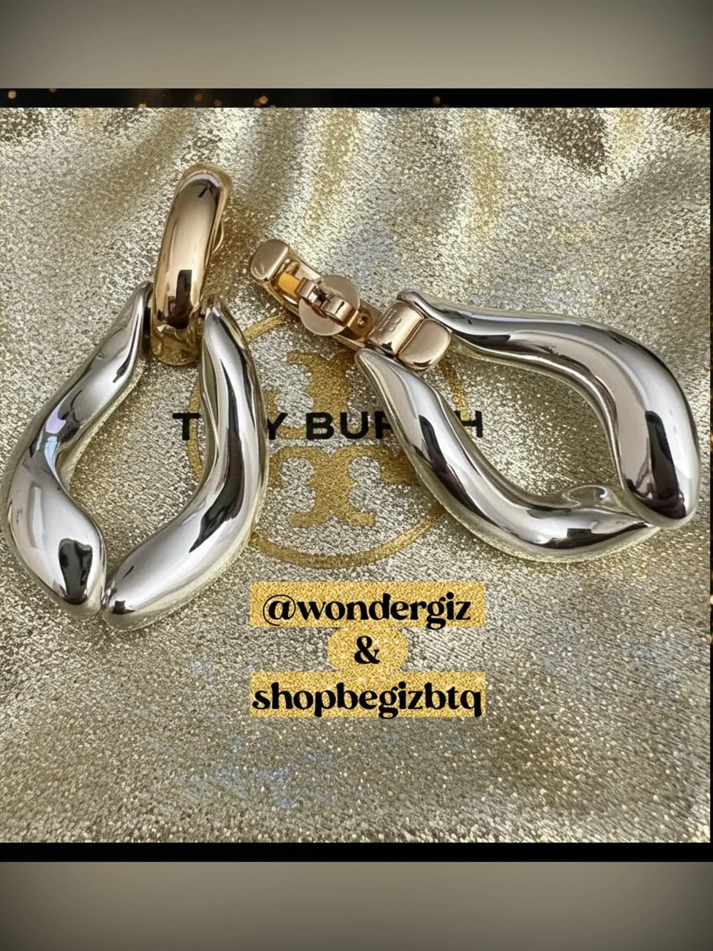 Authentic Bold Statement Wishbone Earrings Gold & Silver Polished NWT